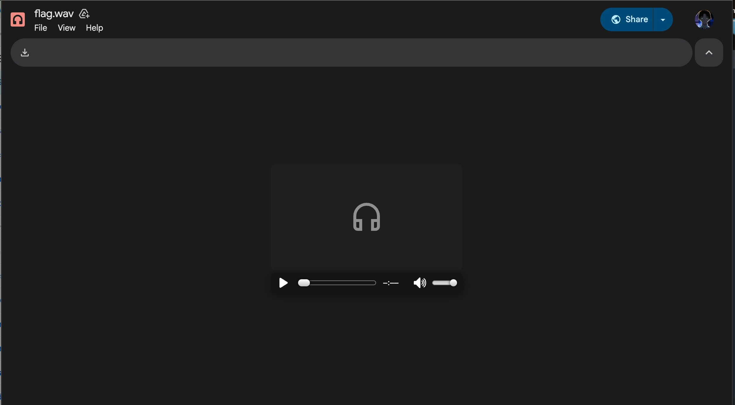 flag.wav playing in Google Drive — distorted radio voice reveals the flag