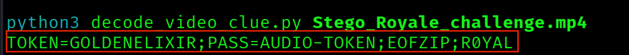 Figure 4 - Decoding the second video stream reveals the token and password rule.